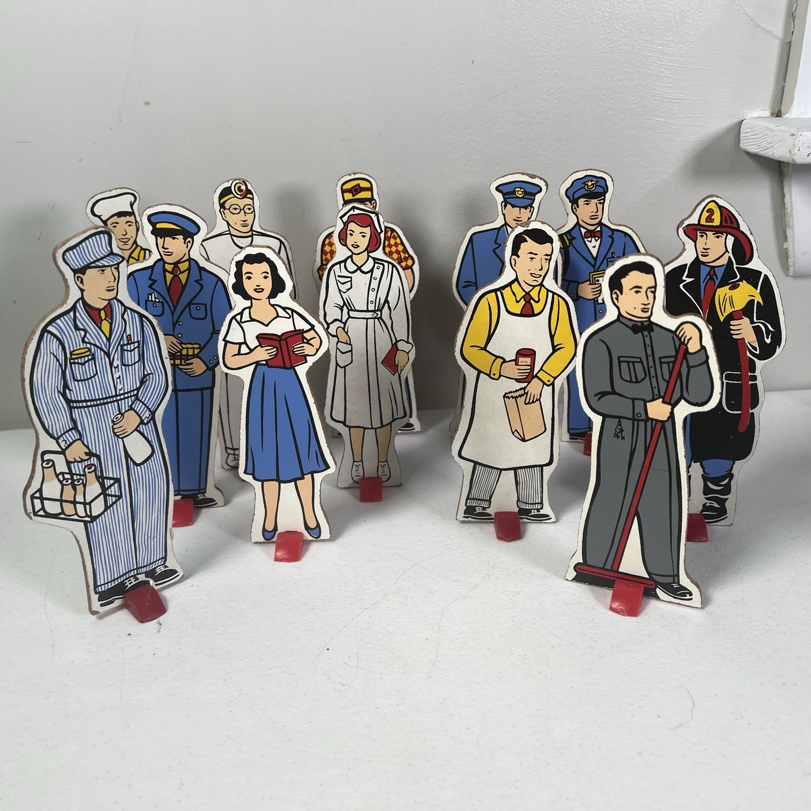 Vintage Judy Story Set Lot of 12 Friends and Stands Educational Aids Jobs (A1)
