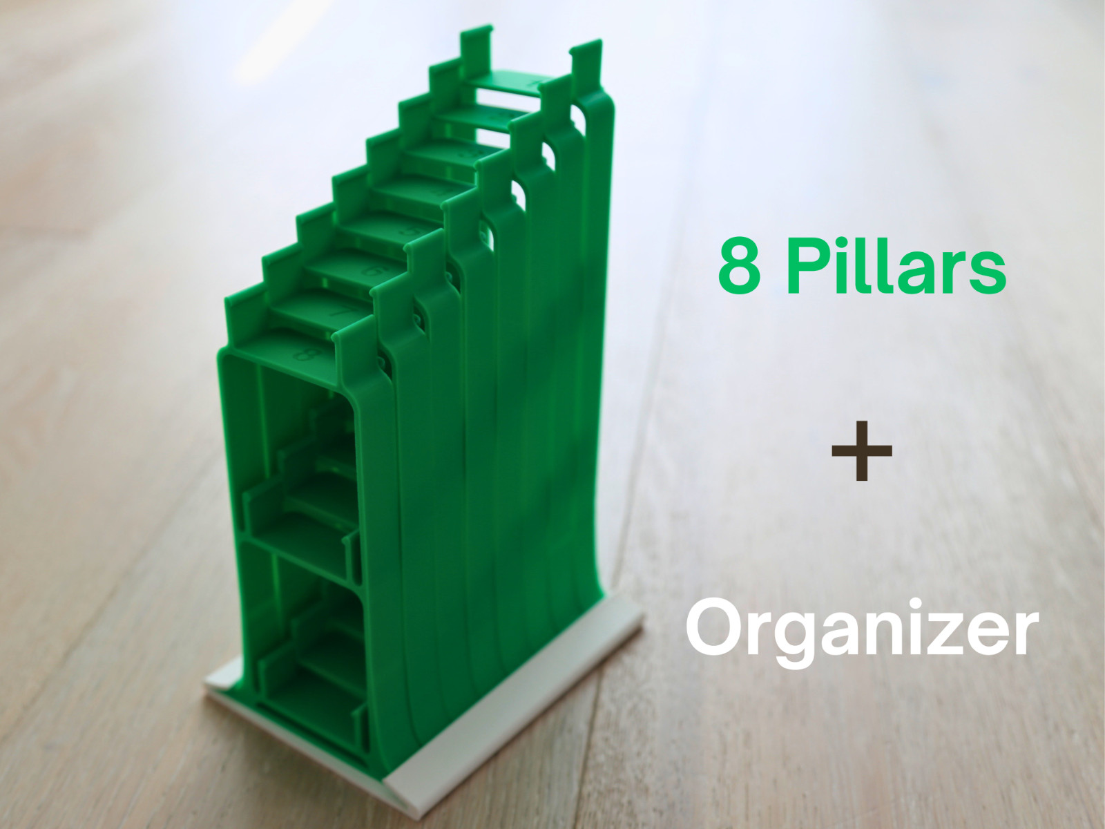 Spiral Pillars for Wooden Train | 8 Numbered Pillars With Organizer
