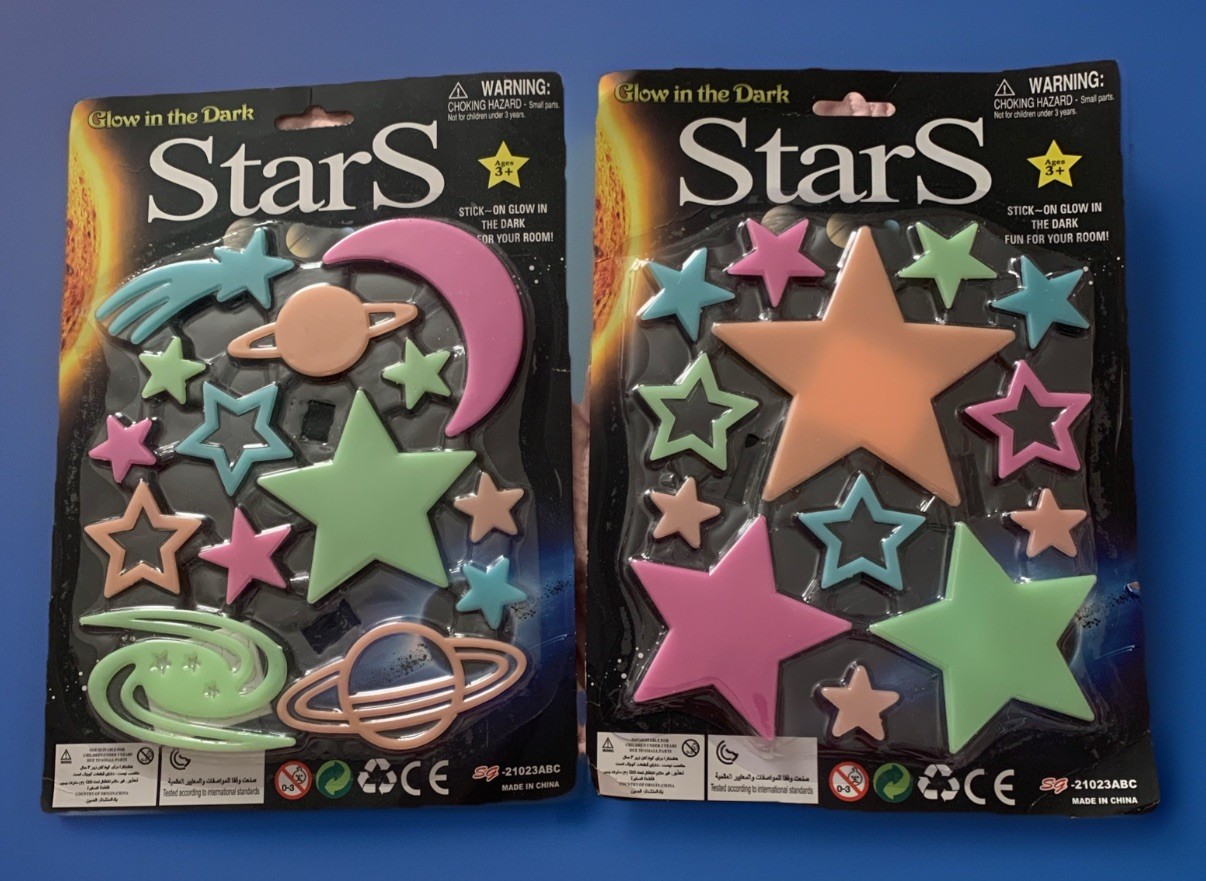 Lot of 2 Sets GLOW IN THE DARK Room Decorations Science Project Solar System New
