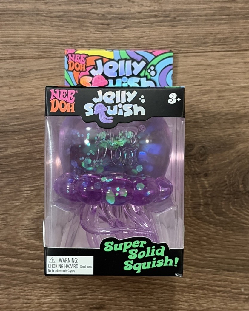 NeeDoh Purple JELLY SQUISH Sparkle Jellyfish Squishy Nee Doh 100% Authentic