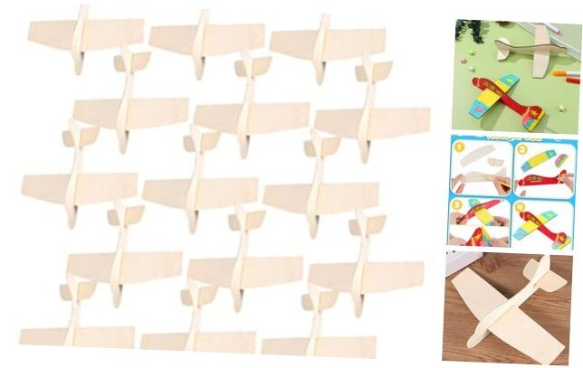 Wooden Airplane Model Kit 7.3 Inch DIY Craft Puzzle for Kids – Unpainted Wood