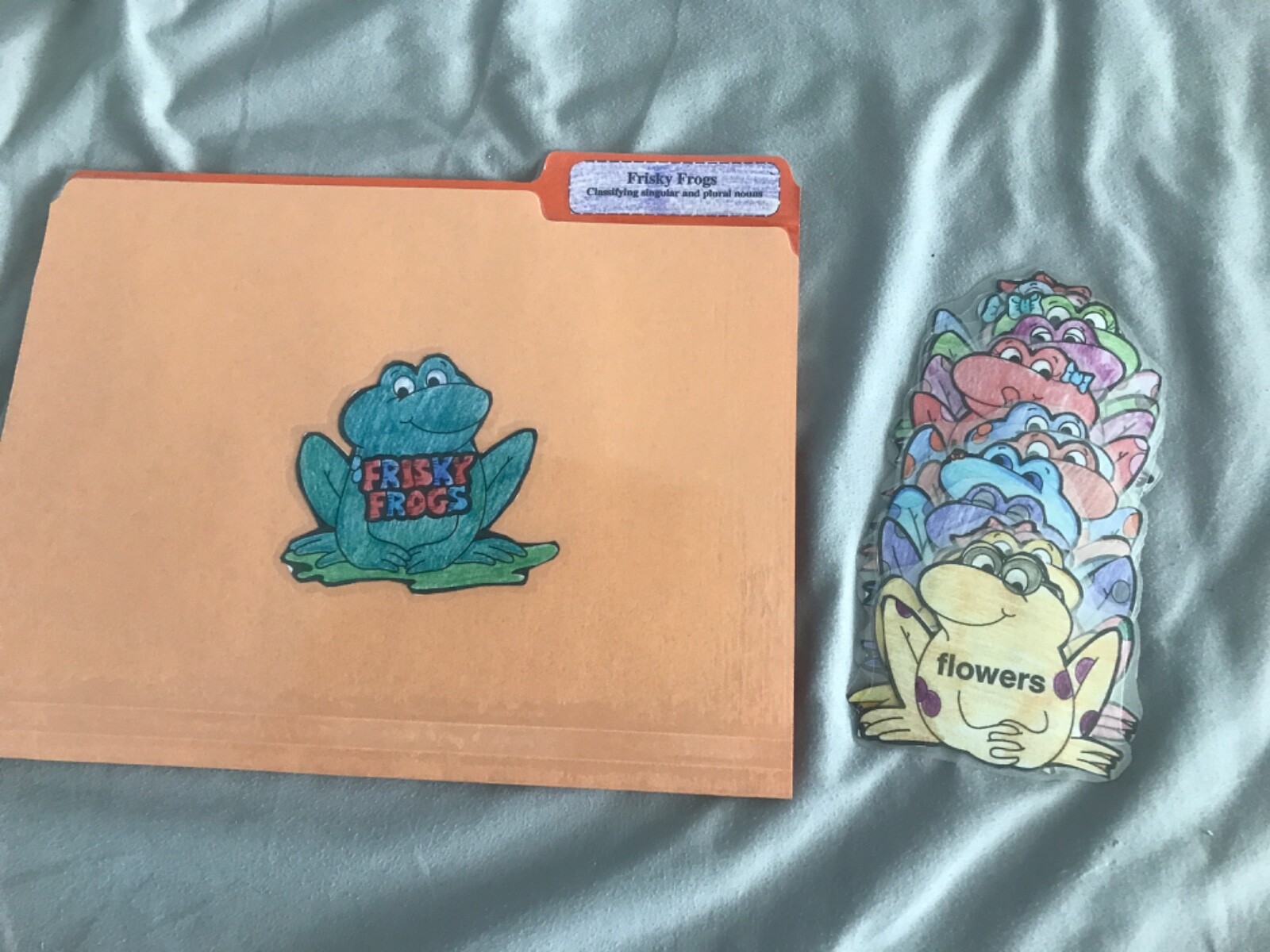 Frisky Frogs! Singular plural nouns Grade 2nd language arts file folder game