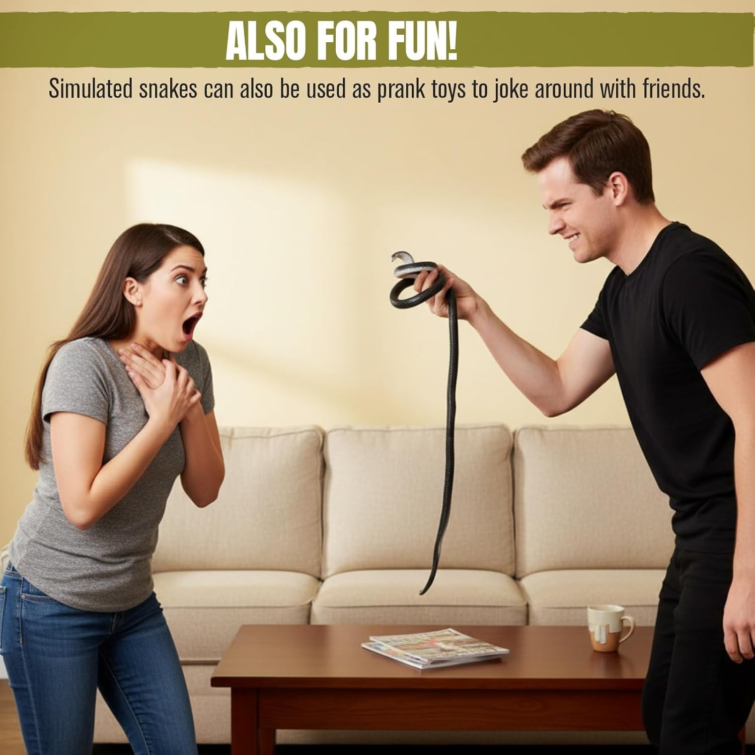 2 Pcs 47 Inch Rubber Realistic Snakes Large Fake Garden Snake to Keep Birds