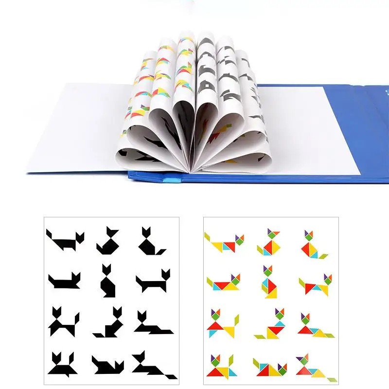 Magnetic Fraction Demonstration Book with Magnetic Tangram Puzzle Book Set Toys