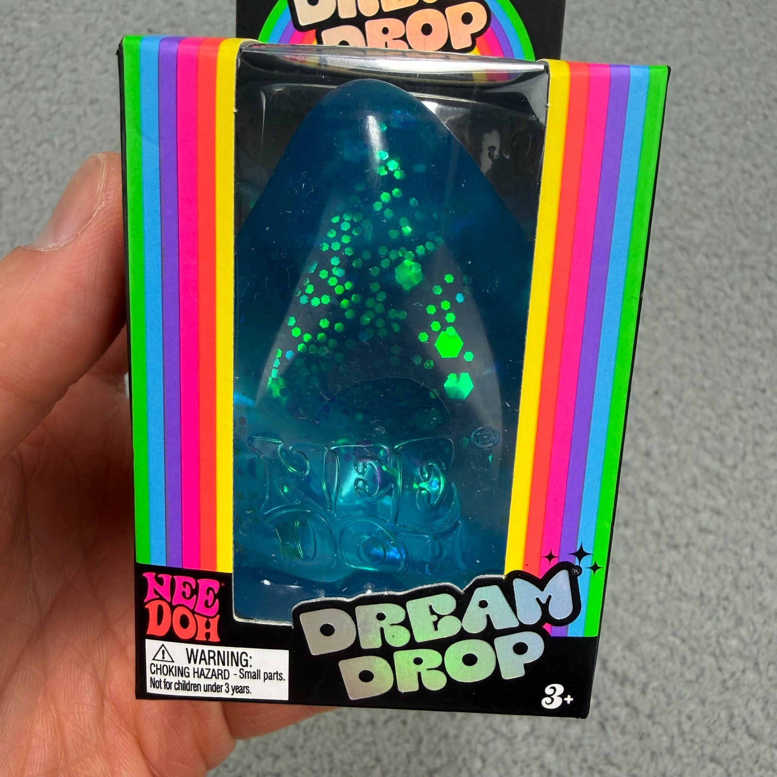 NeeDoh Dream Drop Blue Glitter Squishy Squeeze Fidget Toy Schylling Authentic