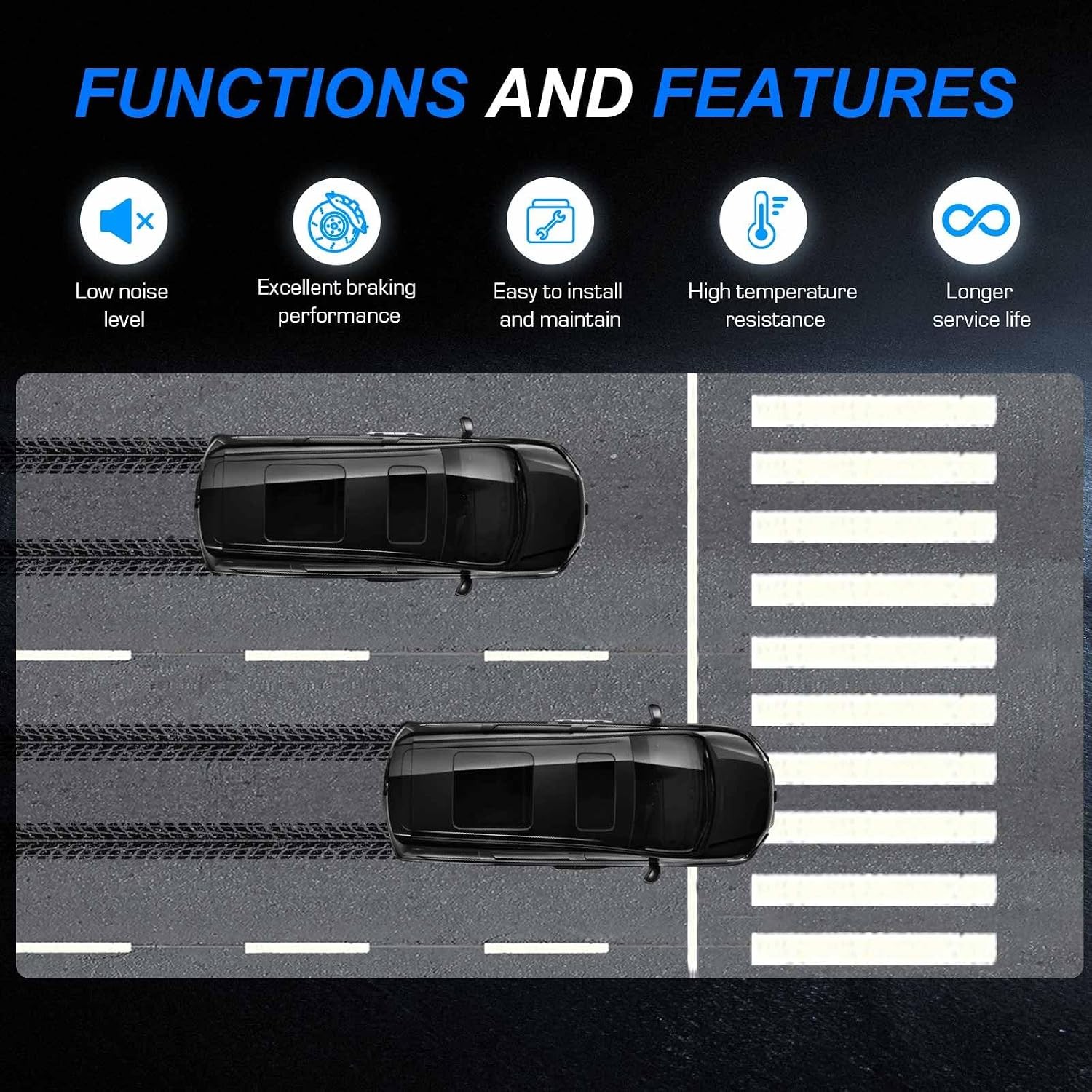 Ceramic Disc Brake Pads for Jeep Wrangler 2007-2017 Front Rear Set