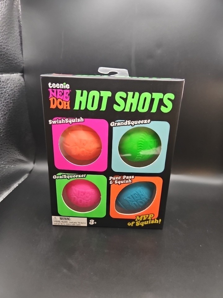 Schylling NeeDoh Teenie Hot Shots 4-Pack sports Fidget Nee Doh