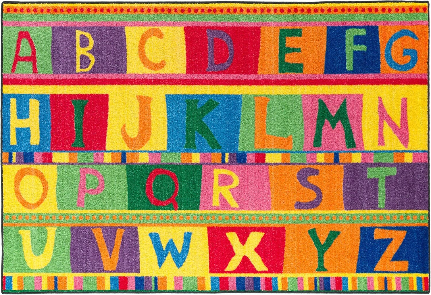 ABC Tapestry Machine Washable Educational Rug for Childrens Classroom, Home Lear