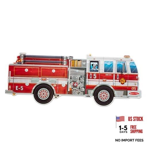 Melissa & Doug Giant Fire Truck Shaped Jumbo Floor Puzzle, 24-Piece Fire