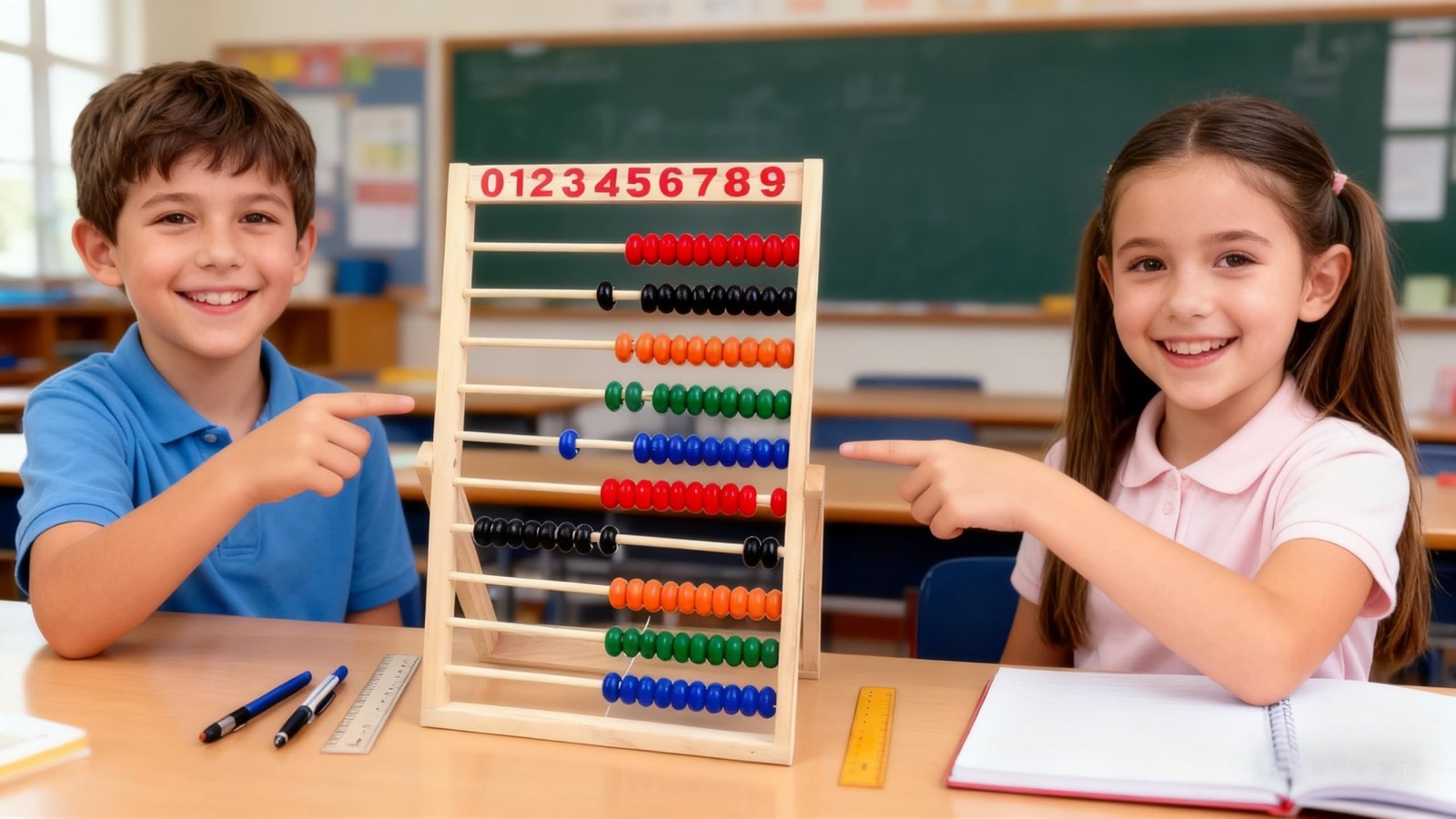 Wooden Counting Number Frame 10 Rows Abacus for Kids Math Learning NEW