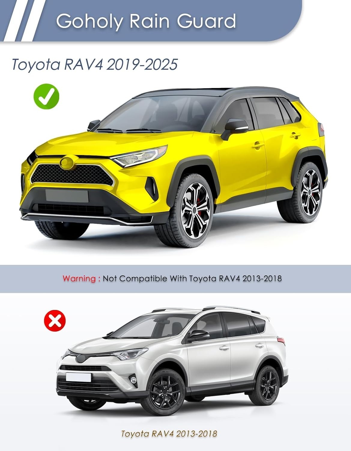 6-pcs Window Rain Guard for Toyota RAV4 2019-2025 RAV 4 Low-Profile Rain Guar…