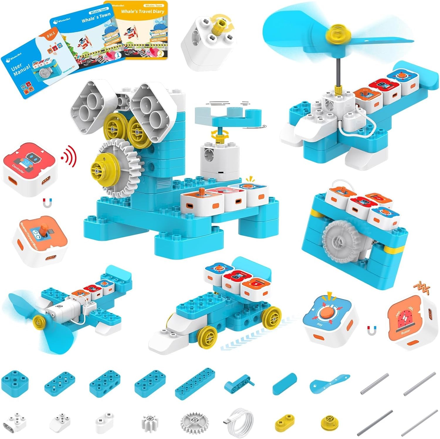 WhalesBot A1 Coding Toy for Kids, Building Block Robot, Fun STEM Toy with Magne