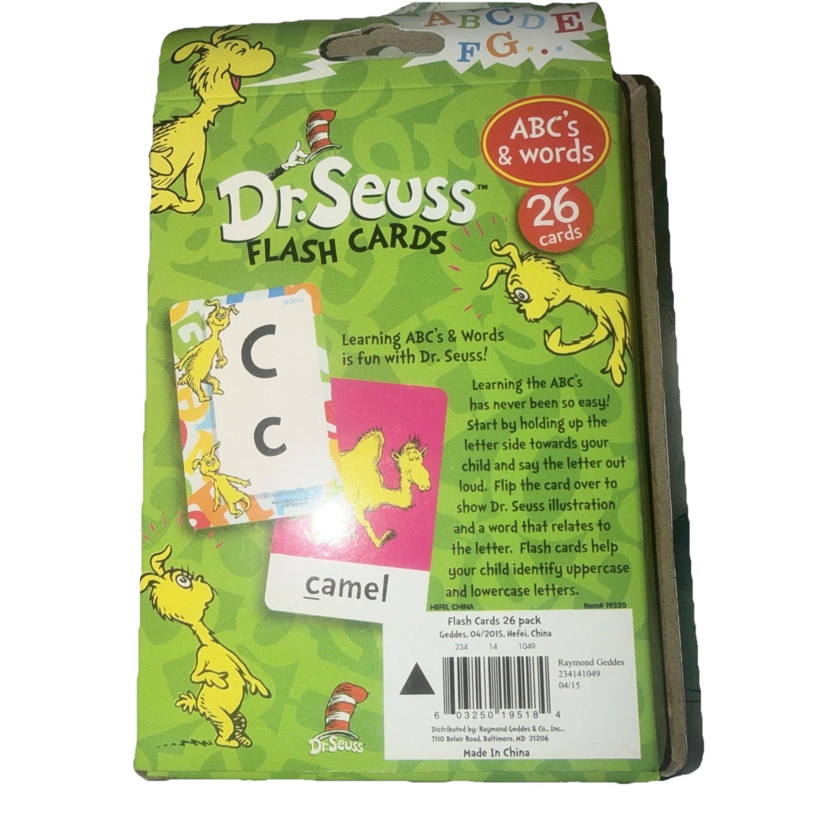Dr. Seuss ABC’s & Words Flash Cards 26 Pack Raymond Geddes 2015 Preschool