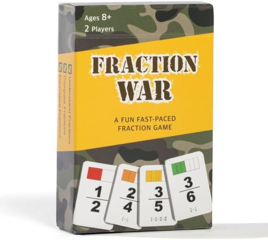 Fraction War Math Game Learn Compare Simplify Fractions 2nd-5th Grade 1 Pack