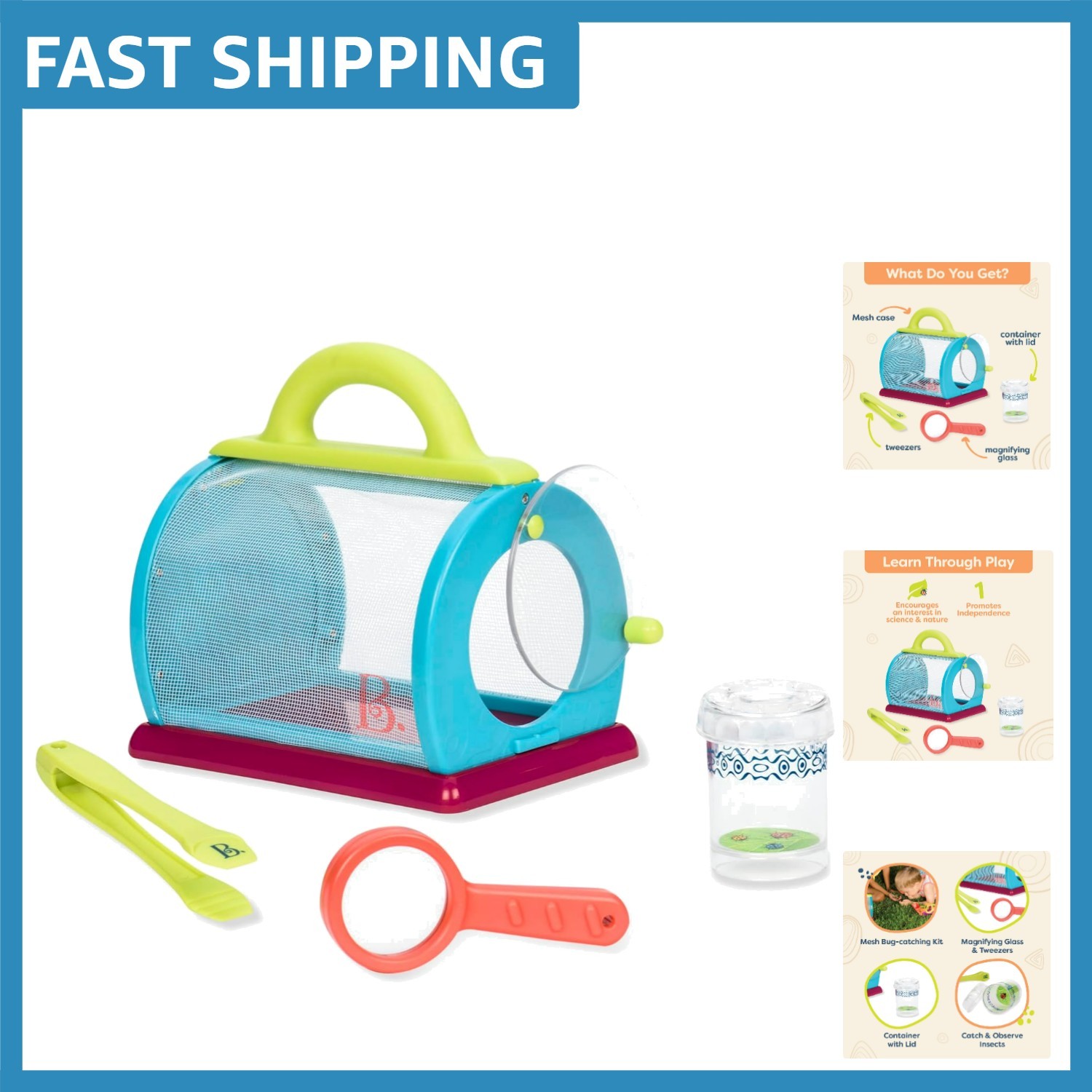 Educational Bug Bungalow Set – Insect Kit with Tweezers & Magnifier for Toddlers