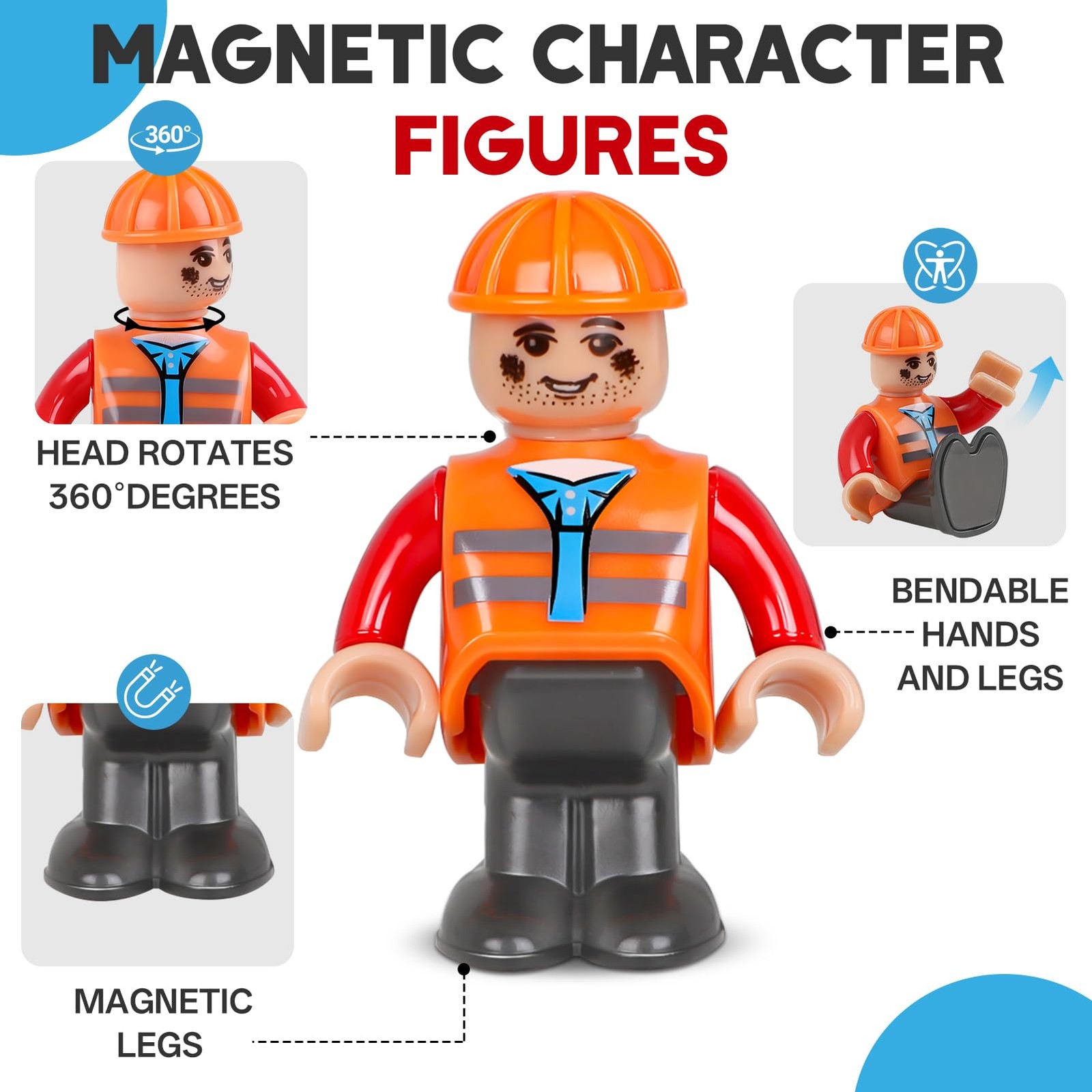 Magnetic People Figures for Kids-15PCS,Community Helpers Small, Multicolor