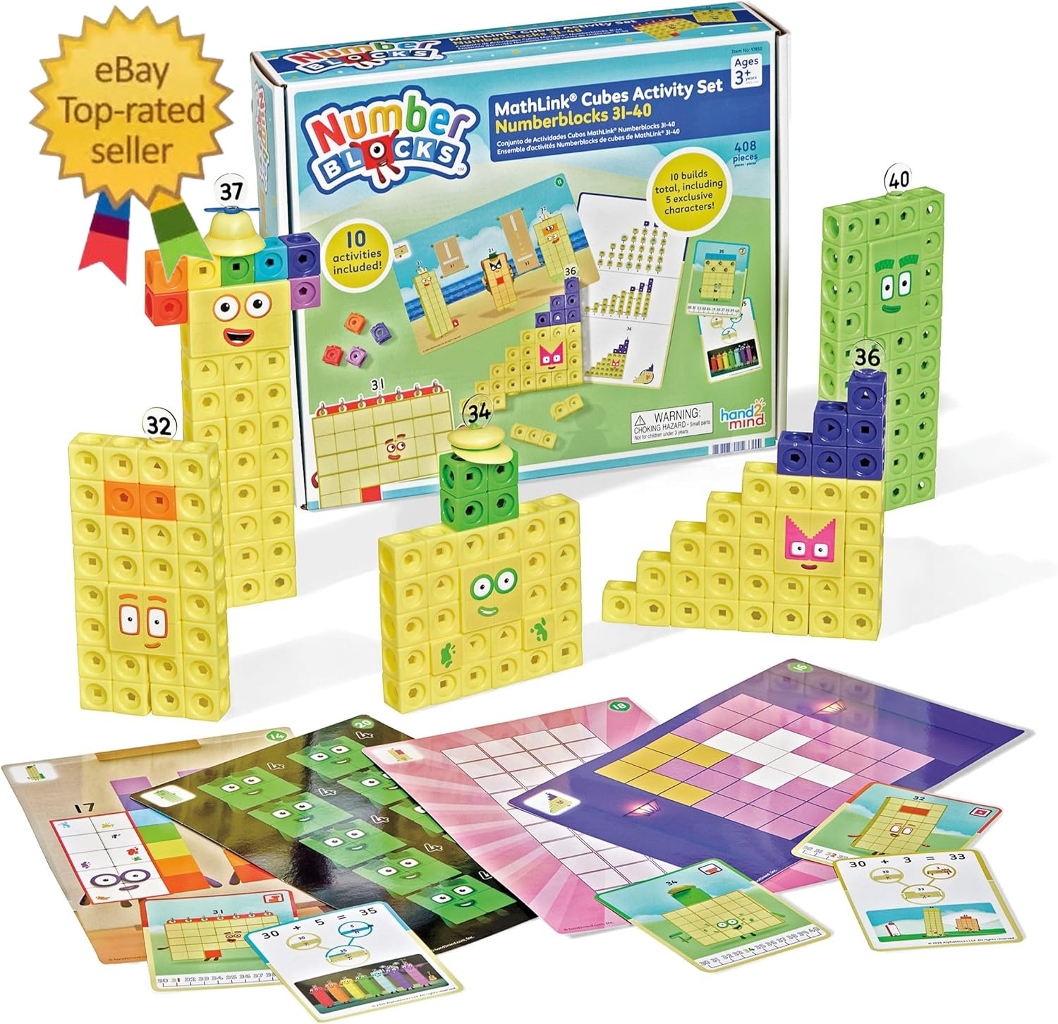 31-40 Mathlink Cubes Activity Set – Learn Numbers & Early Math Skills, Preschool