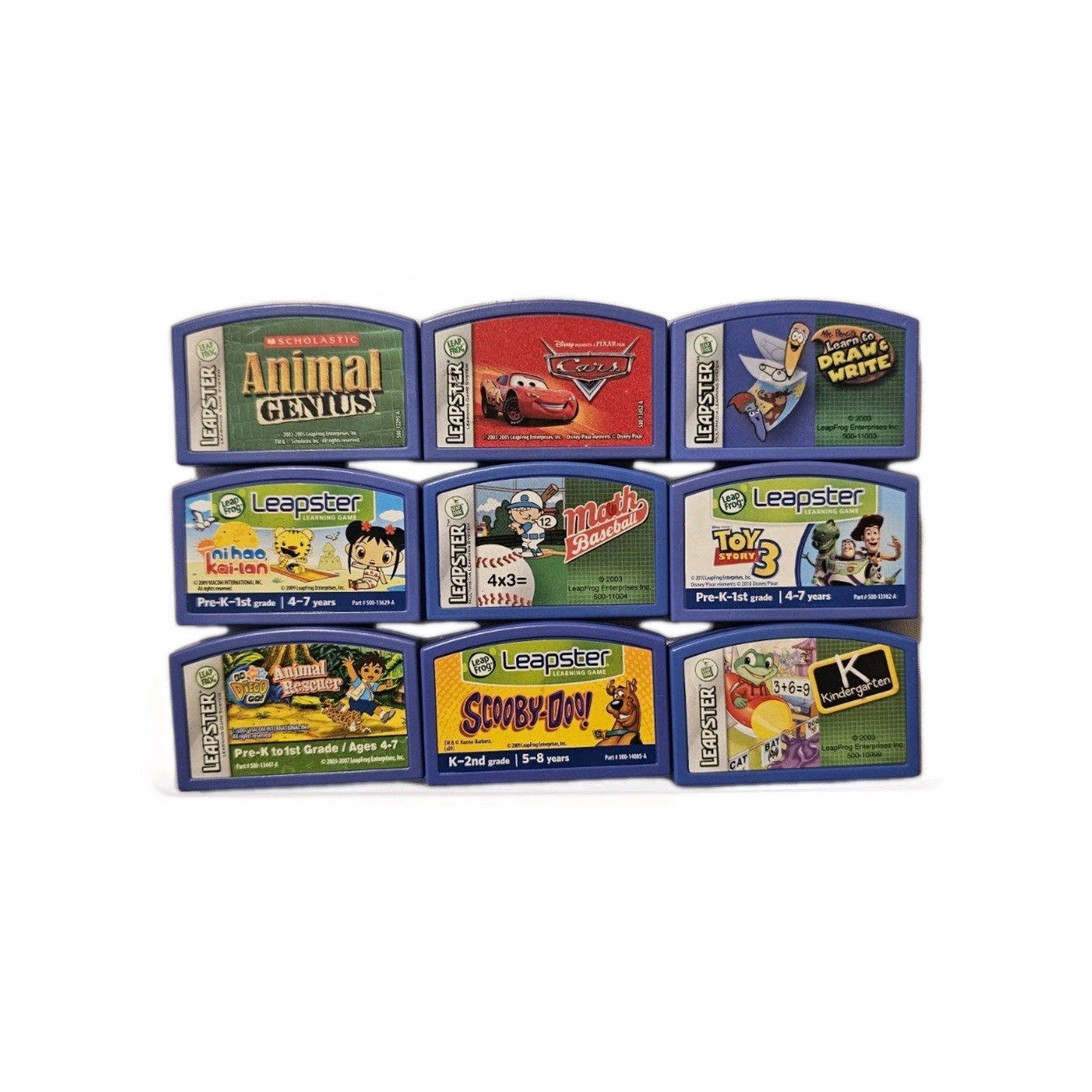 LOT of 9 LeapFrog Learning Games Cartridges Disney Scooby-Doo Go Diego Go Ni Hao