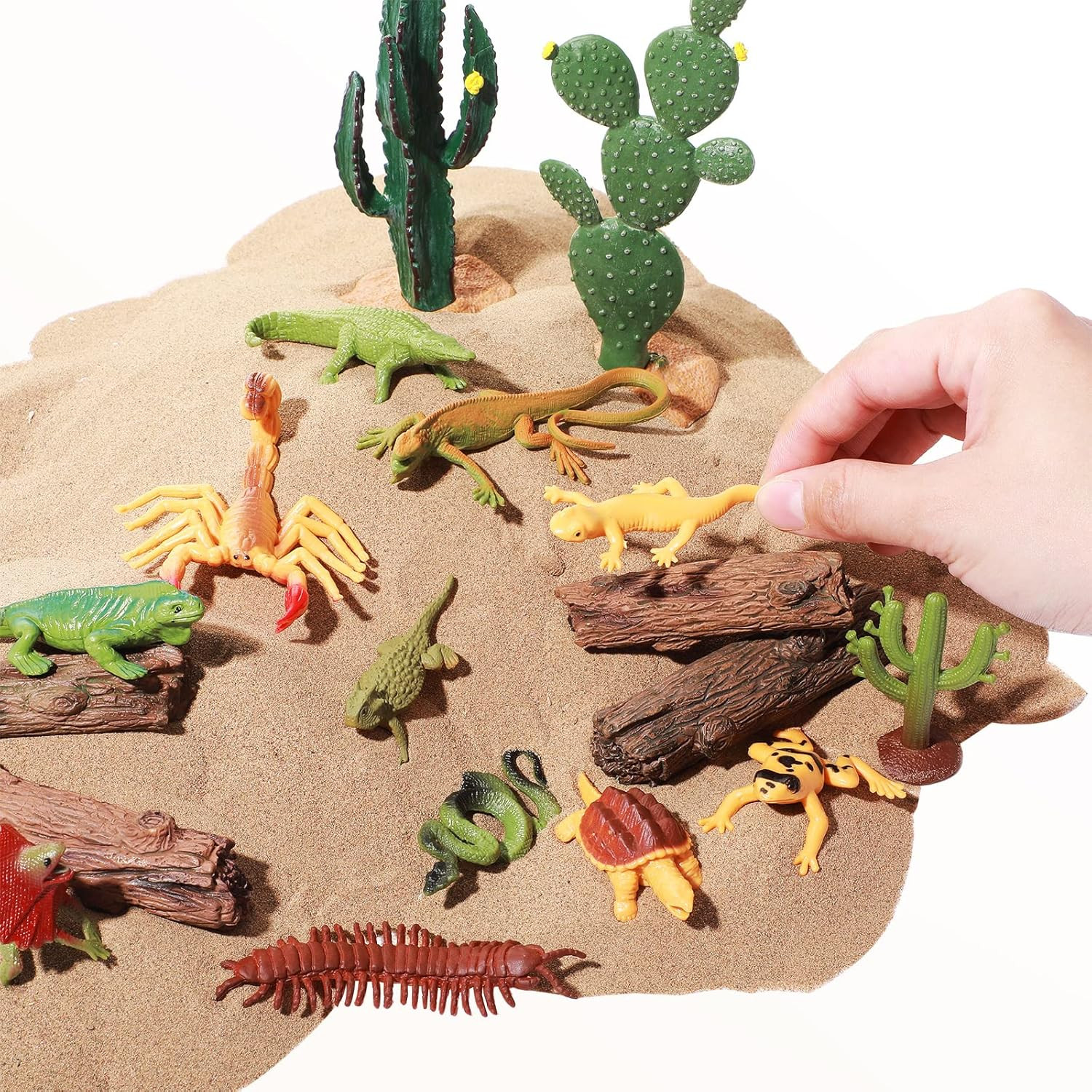 26 Pcs Desert Animals Figures Diorama Kit, Reptiles Toys Lizard Snake Cactus …