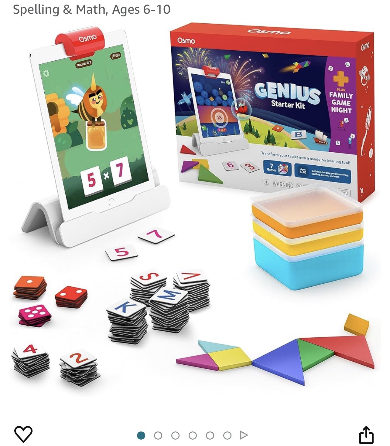 Osmo By BYJU Genius Starter Kit Family Game Night Plus For Fire Tablet