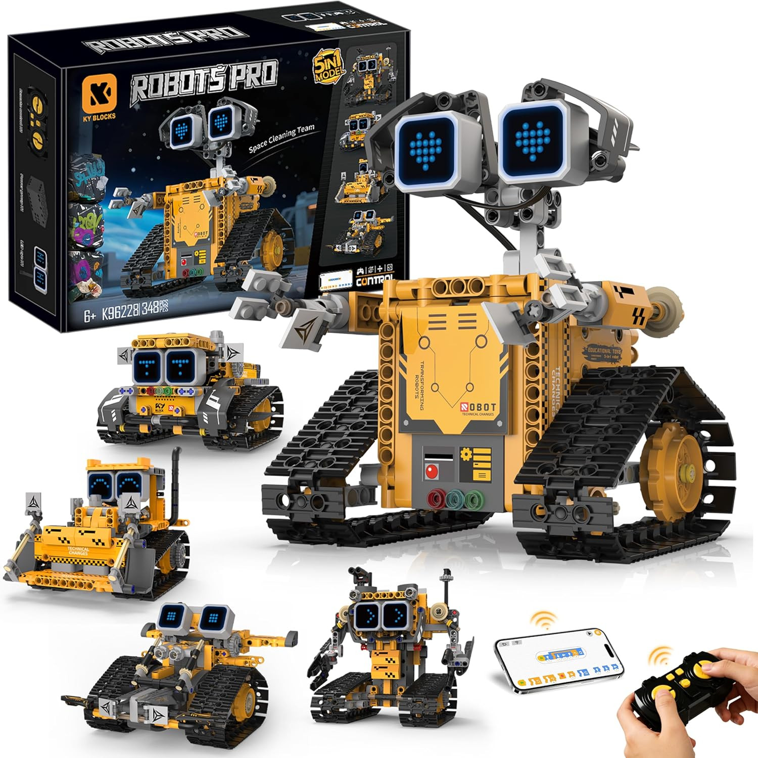 5-In-1 Smart Robot Building Kit for Kids 6-12, Build & Code Your Own Robot World