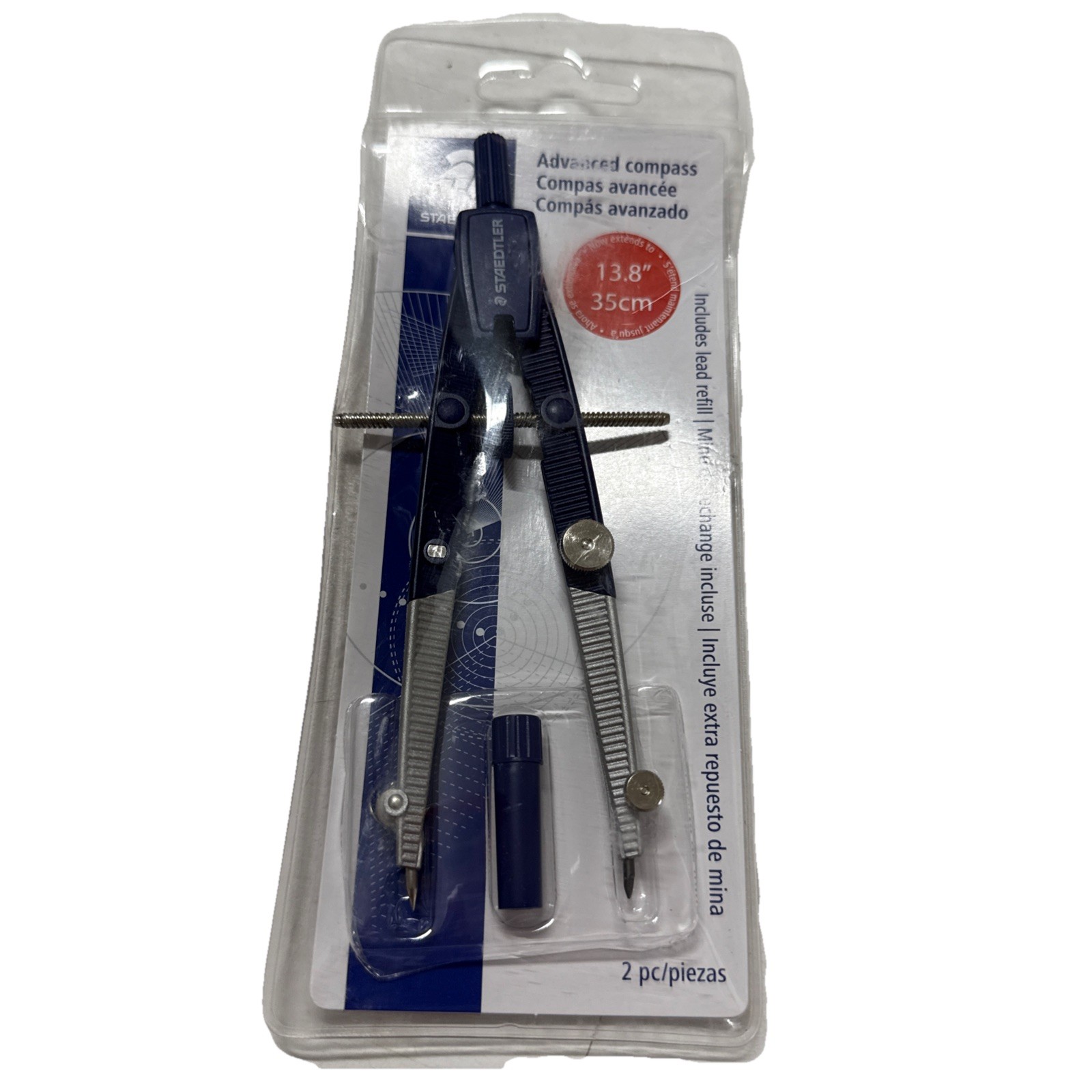 STAEDTLER Advanced Student Compass 2 Piece Set – Metal Blue, Silver
