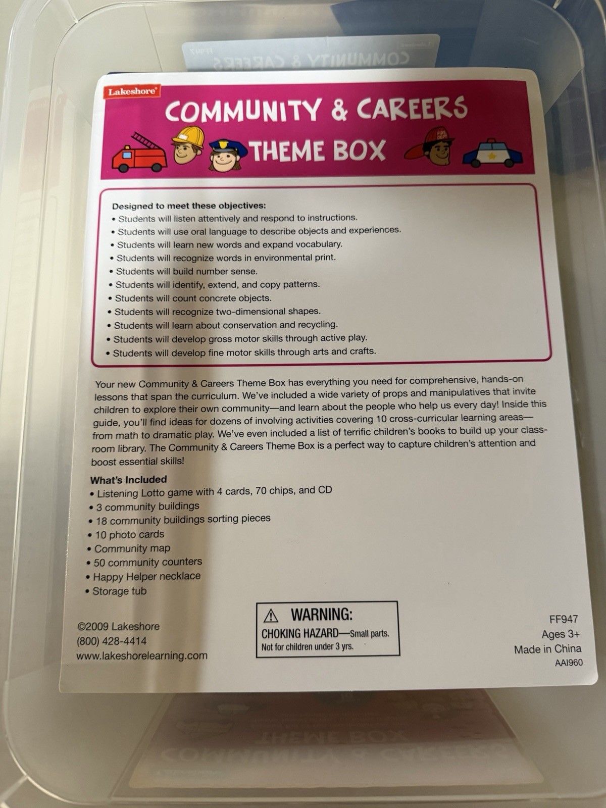 Lakeshore Learning Community & Careers Theme Box Ages 3+ New