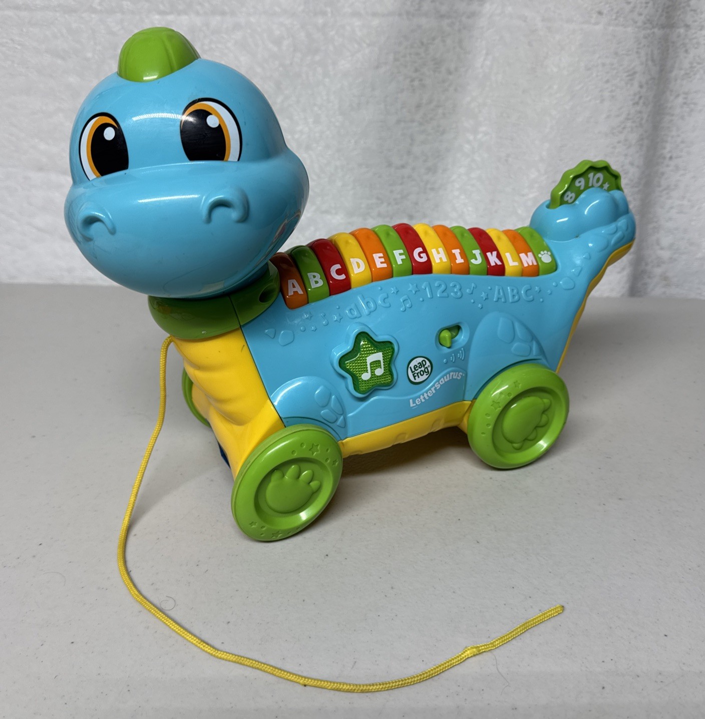 LeapFrog LETTERSAURUS Blue Learning Dinosaur Pull Toy ABCs Colors Sounds U26