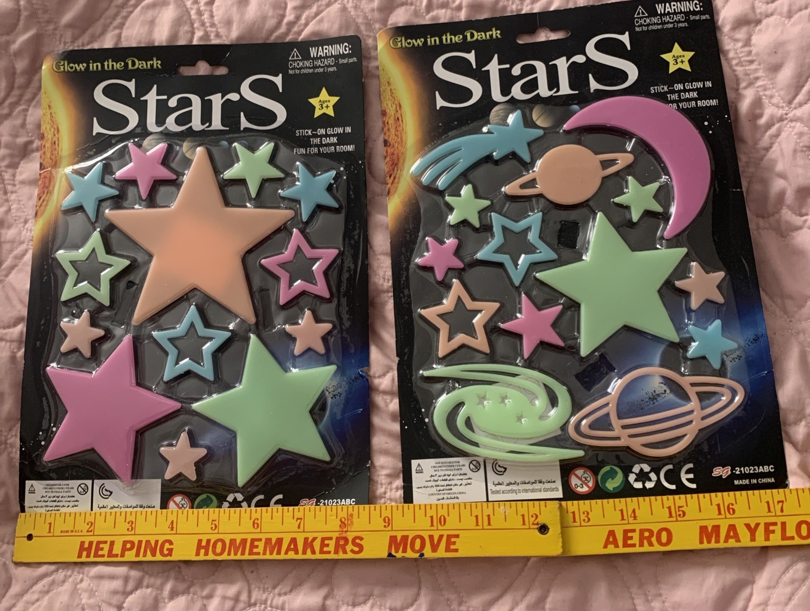 Lot of 2 Sets GLOW IN THE DARK Room Decorations Science Project Solar System New