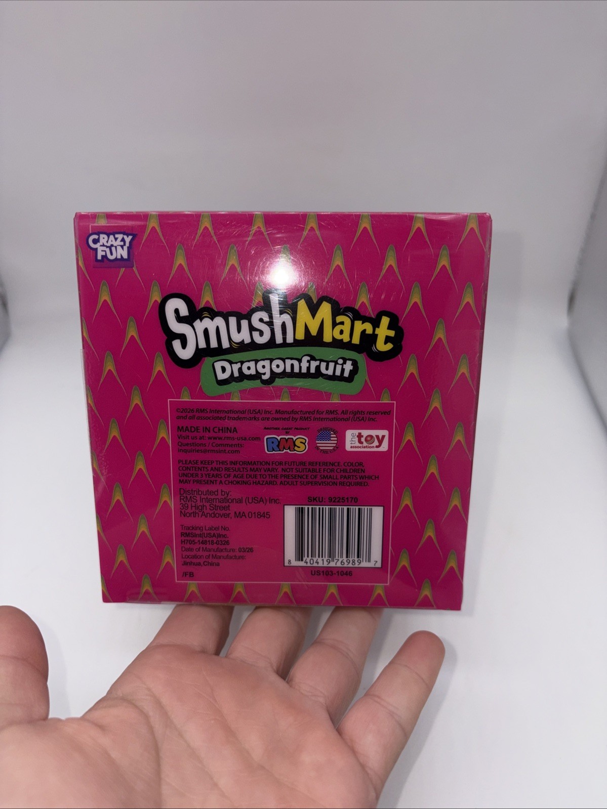 SmushMart Dragonfruit Squishy Tactile Squeeze Toy, Pink/Green