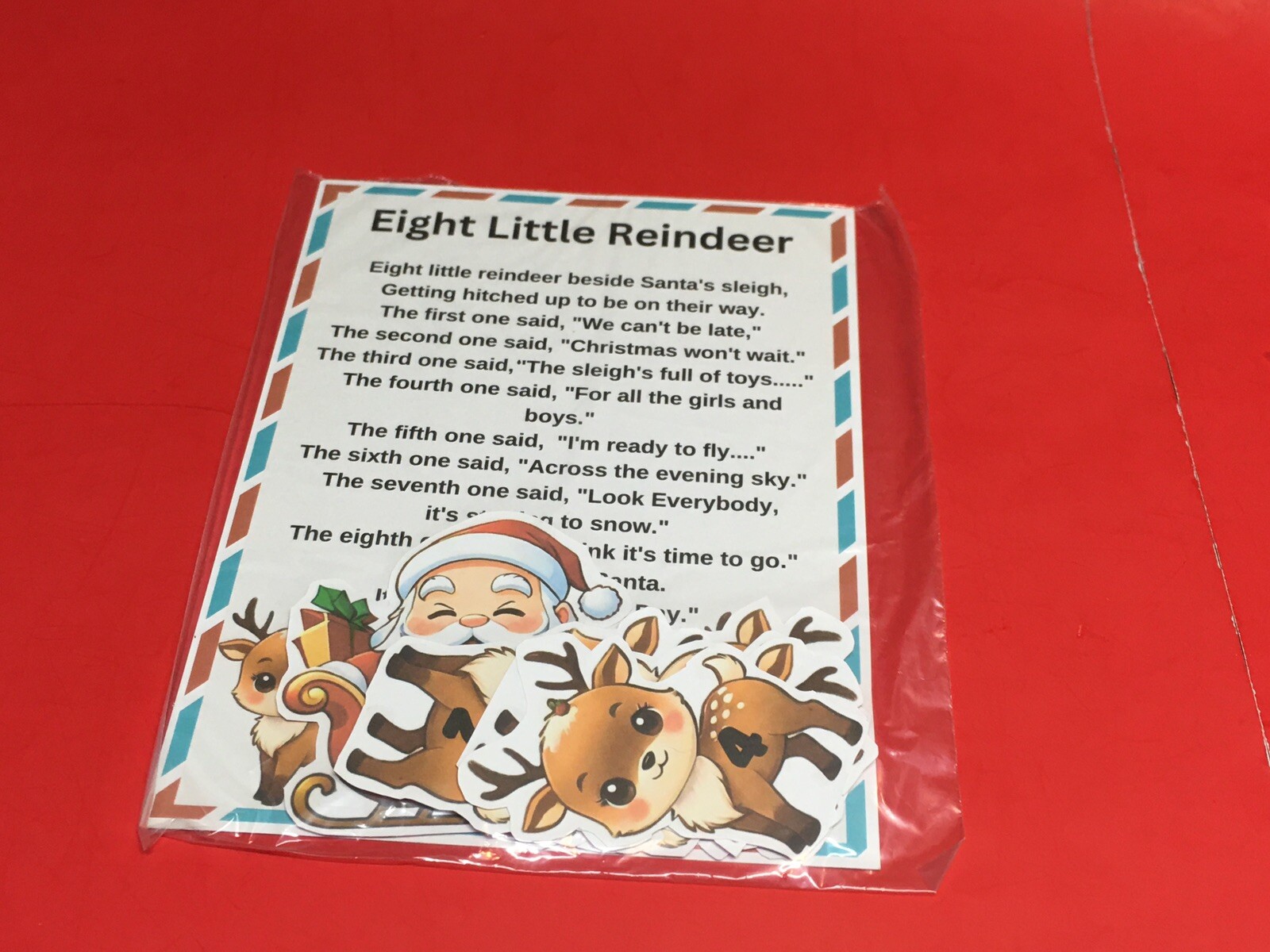 EIGHT LITTLE REINDEER – FLANNEL FELT BOARD LAMINATED STORY and PIECES