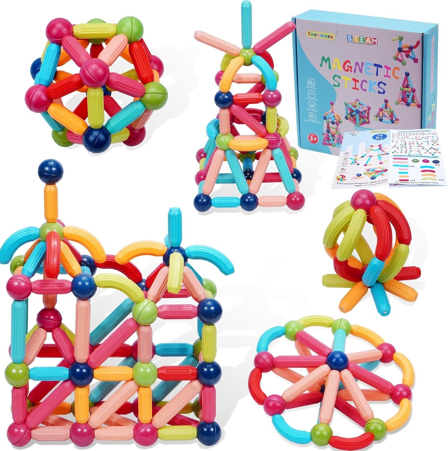 Magnetic Building Blocks STEM for Toddler 42/74pcs Montessori Magnet Toys for