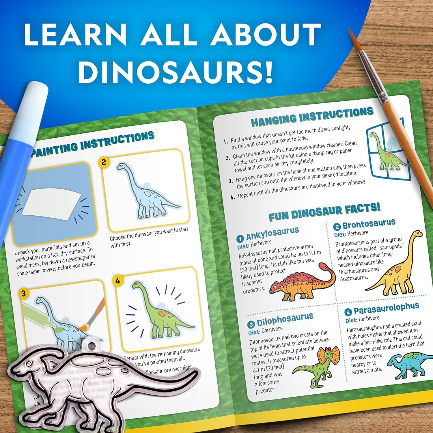 National Geographic Kids Stained Glass Kit – Glow in the Dark Dinosaur Toys, Kid