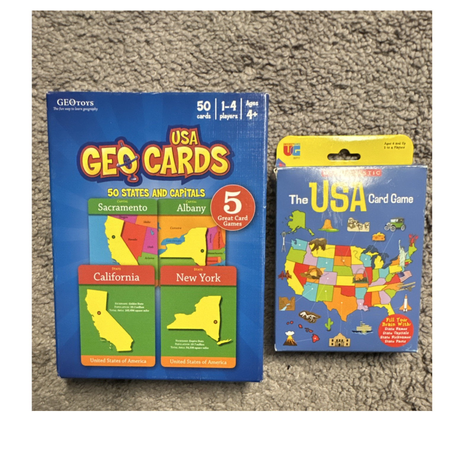 GEOToys University Games USA GeoCards & The USA Card Game 50 States Maps