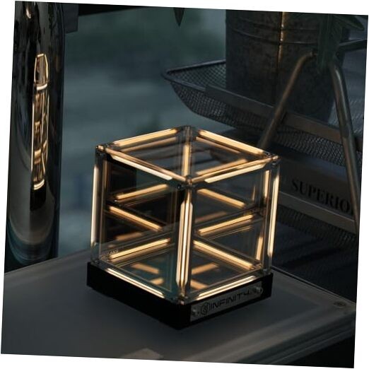 Infinity Cube Light, Infinity Mirror Cube 4D Acrylic LED Abyss Effect Warm