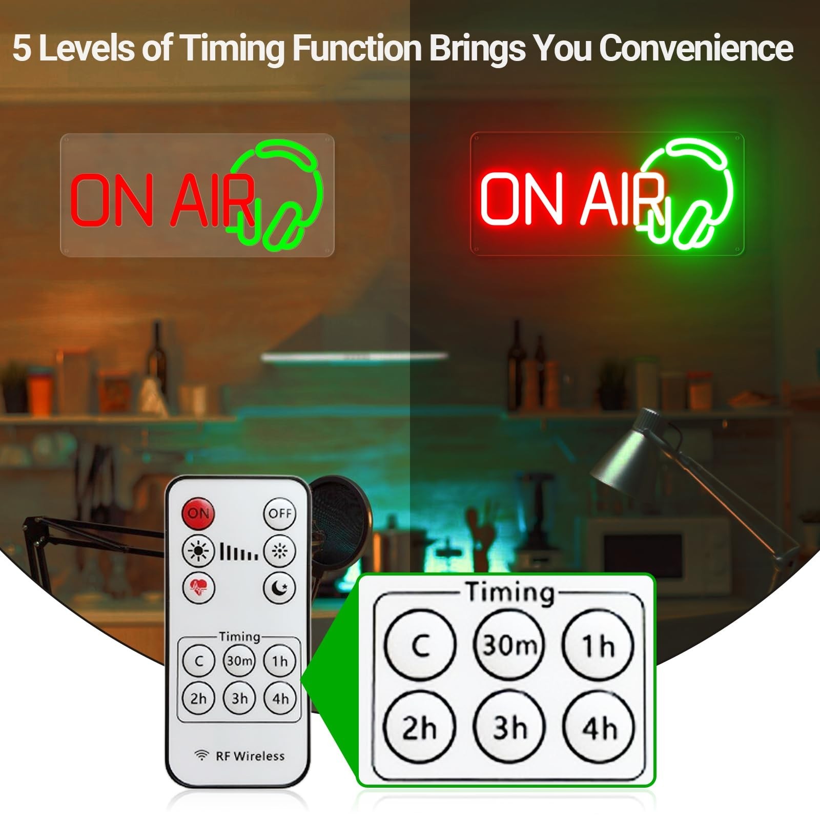 On Air Neon Sign, Red Green Recording Headset LED Neon Light for Live Room, U…