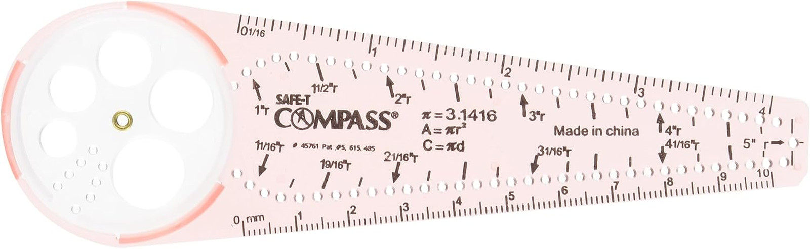 SAFE-T Compass, Orange, Blister Card, Classroom Safety Compass, Geometric Tracer