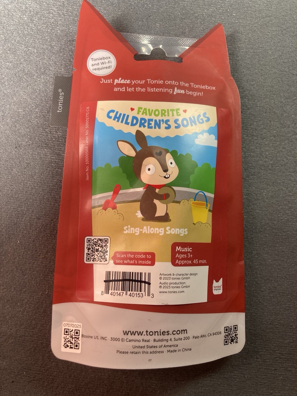 Favorite Children’s Songs Sing-Along Tonies Figure Toniebox New Sealed Bunny