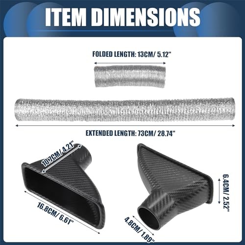 Air Intake Duct, Front Bumper Car Square Brake Air Duct with Extendable