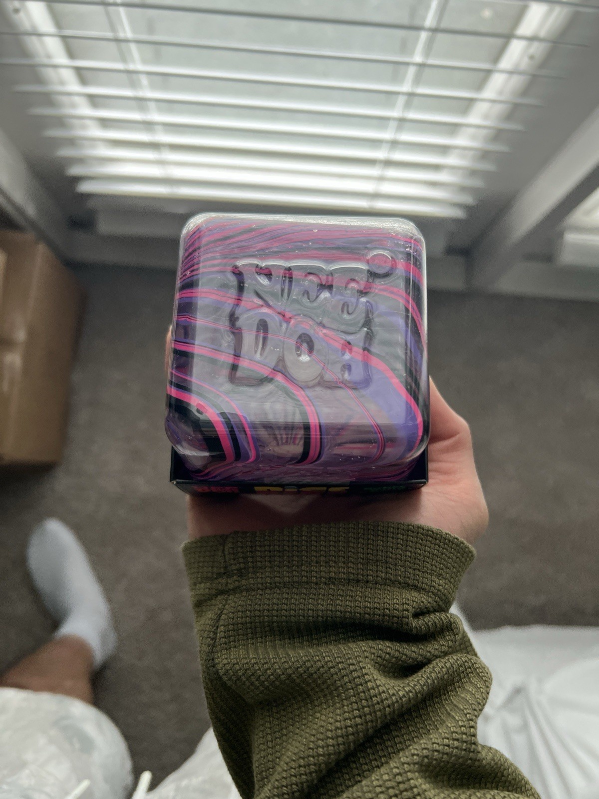 NEW-NeeDoh Nice Berg Swirl, XL Giant Sensory Squishy Cube PINK/PURPLE/ BLACK
