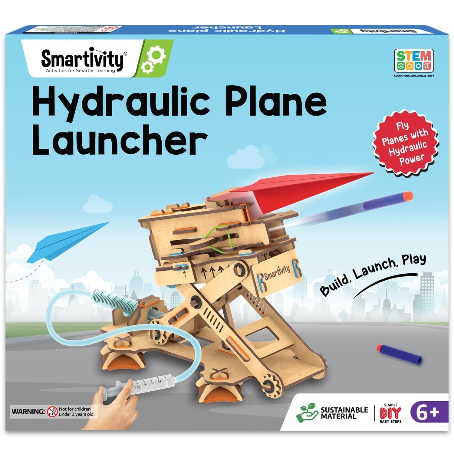 Smartivity Diy 2In1 Hydraulic Paper Airplanes Darts Launcher Stem Toy For Kids