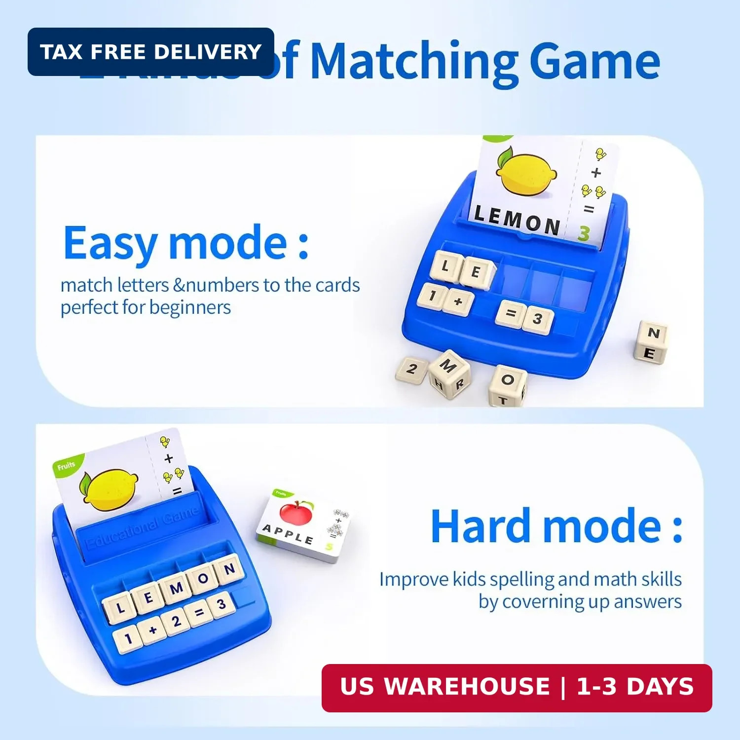 Educational Toys for Kids Ages 3-8, Matching Letter Spelling Math Game ABC Learn