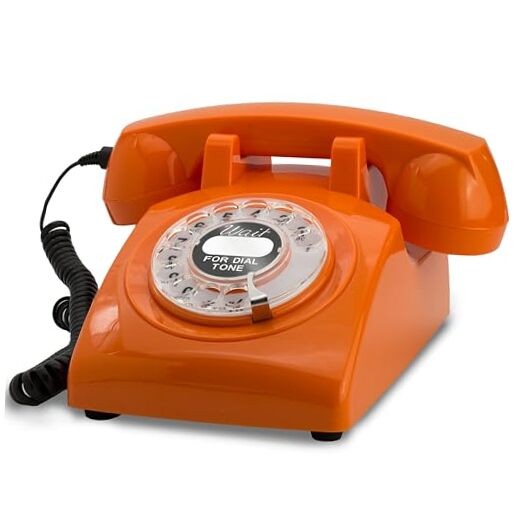 Opis 60s Cable: Rotary Phone/Vintage Phone/Retro Orange Set of 8 Inlays