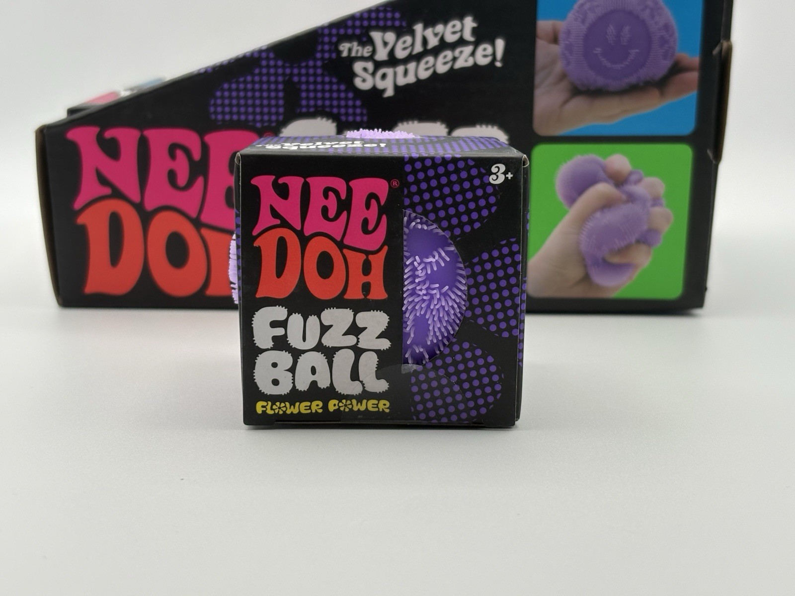 Needoh FUZZ BALL Purple Flower Power Nee Doh Squish Stress Ball NEE-DOH Fuzzball