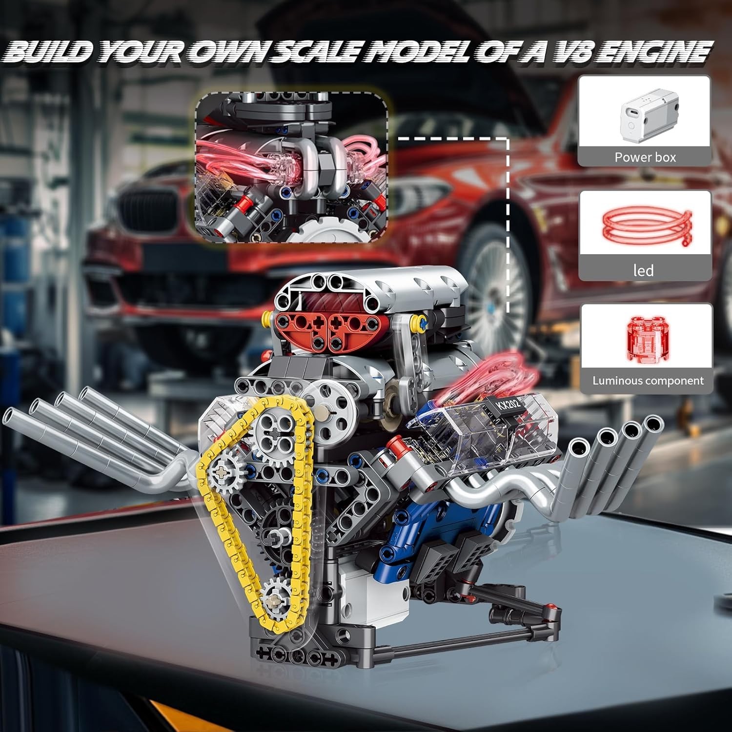 V8 Engine Building Set,Build Your Own Mini Engine That Works, Physical Scienc…