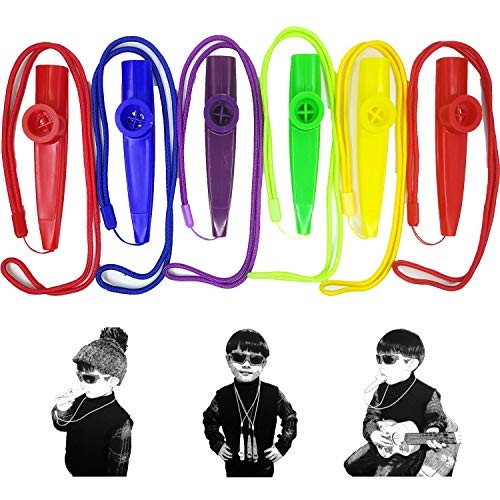 6Pcs Plastic Kazoos With Lanyards,Musical Instruments,Good Gift for Kids,A
