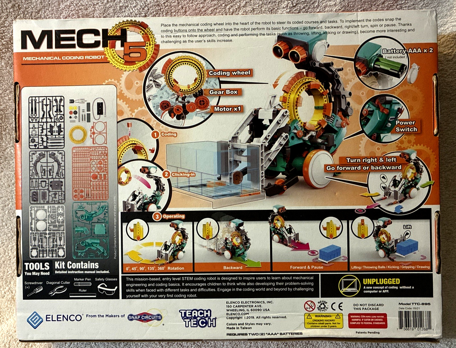 NIB Teach Tech Mech 5: Mechanical Coding Robot New in Box NEW