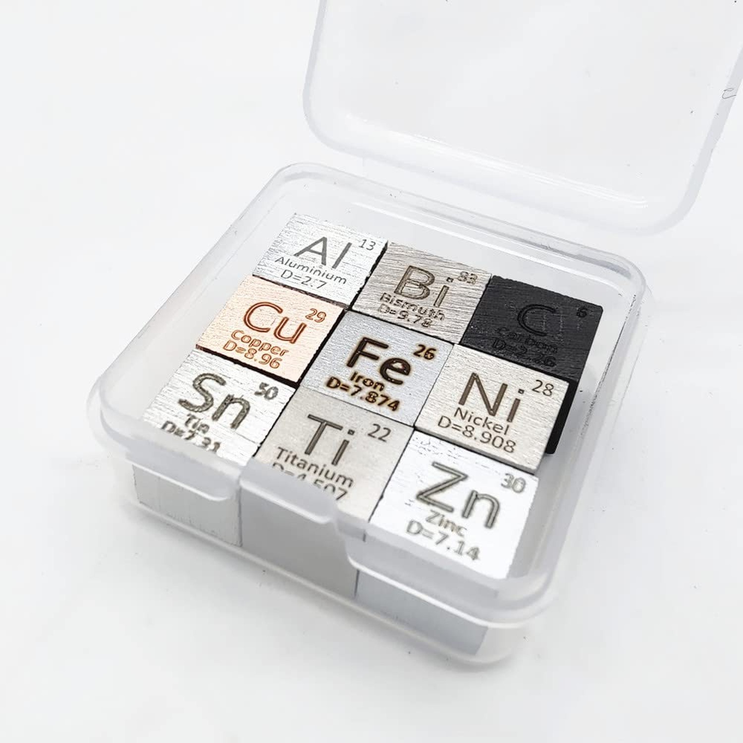 0.39″ Element Cube Set 10mm Density Cubes Copper Iron Bismuth Titanium for Pe…