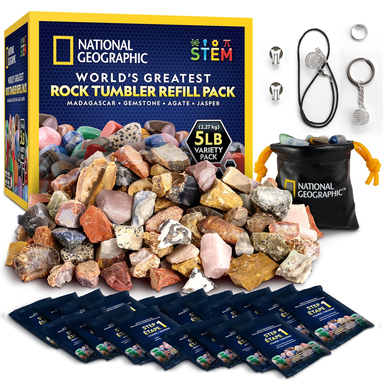 National Geographic Rock Tumbler Refill Kit – 5 lb. Mix of Rocks for Tumbling…