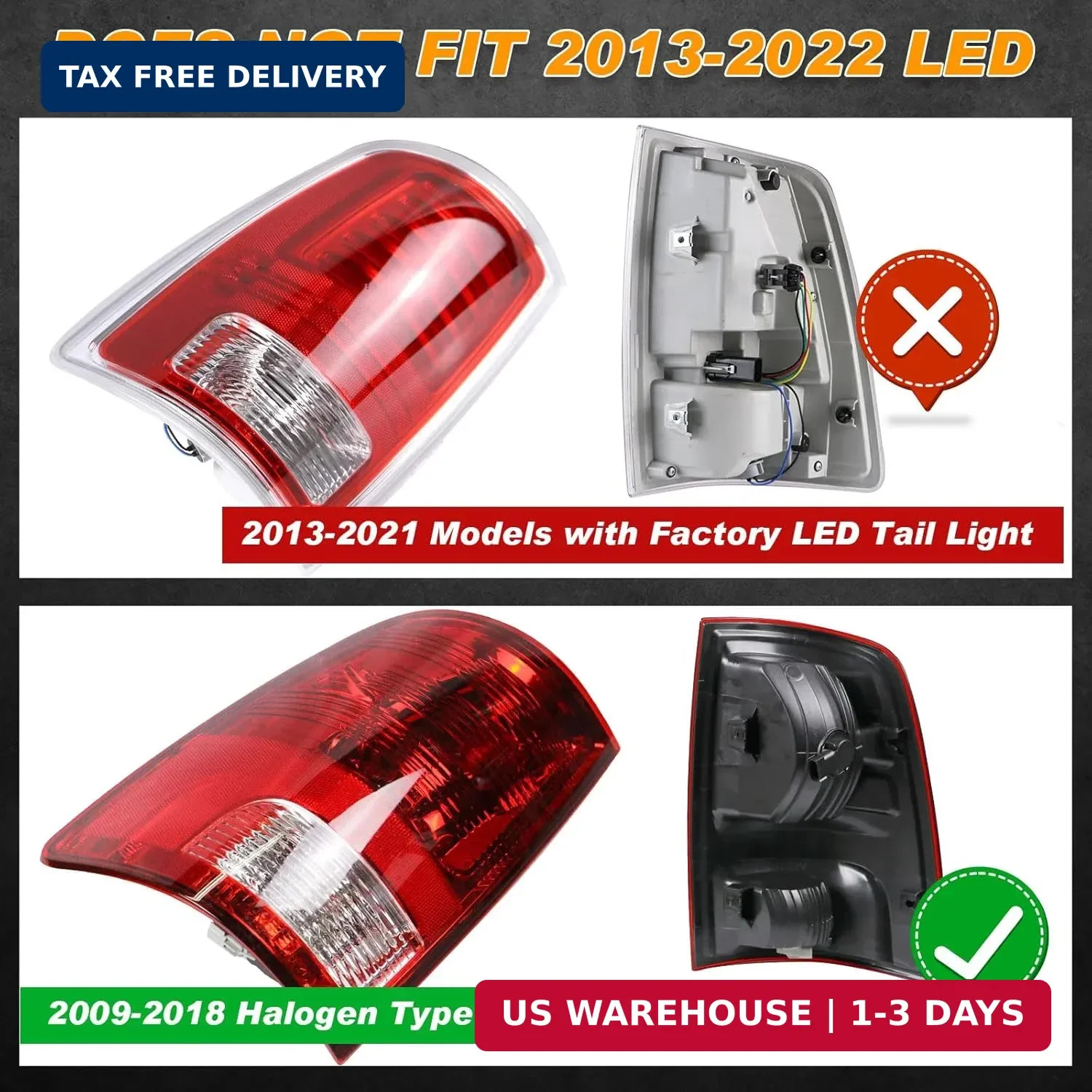 Tail Light Halogen Type Compatible With 2009-2018 Dodge Ram 1500 2500 3500 NON-L